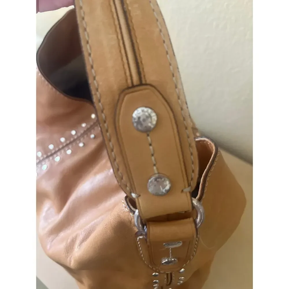 Michael Kors Tan Leather Studded Hobo Bag - Picture 3 of 8